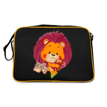 Lio Löwe entdeckt seine Gefühle - Retro Tasche - Schwarz/Gold - Hinten