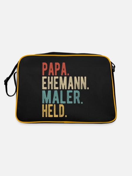 Maler Papa Ehemann Held - Retro Tasche - Schwarz/Gold - Hinten