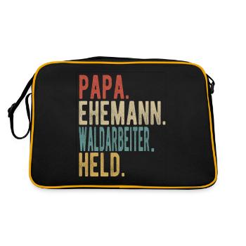 Waldarbeiter Papa Ehemann Held - Retro Tasche - Schwarz/Gold - Hinten