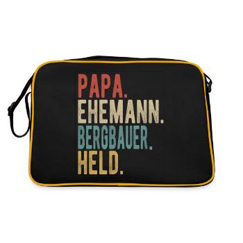 Bergbauer Papa Ehemann Held - Retro Tasche - Schwarz/Gold - Hinten