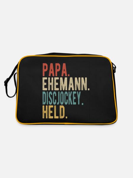 Discjockey Papa Ehemann Held - Retro Tasche - Schwarz/Gold - Hinten