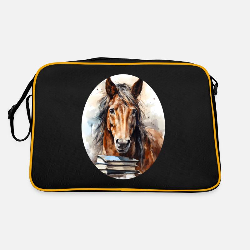 Pferd - Retro Tasche - Schwarz/Gold
