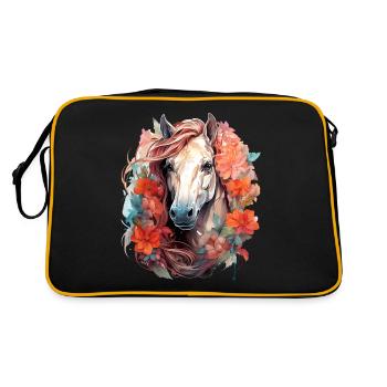 Pferd - Retro Tasche - Schwarz/Gold - Hinten