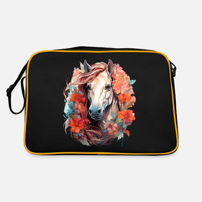 Pferd - Retro Tasche - Schwarz/Gold