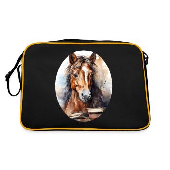 Pferd - Retro Tasche - Schwarz/Gold - Hinten