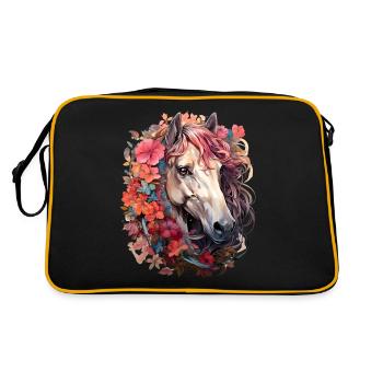 Pferd - Retro Tasche - Schwarz/Gold - Hinten