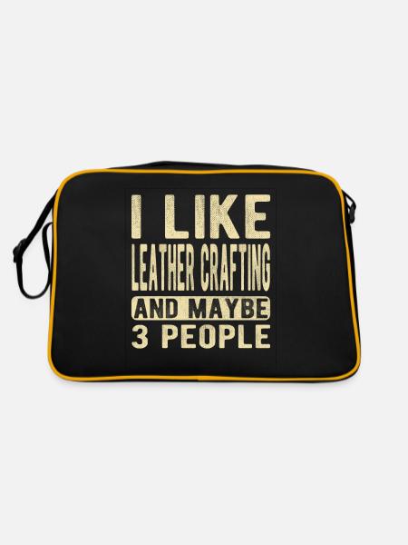 Leather crafting Saying - Retro Bag - black/gold - Back