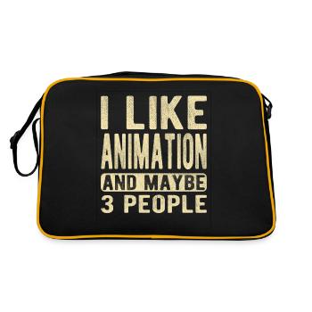 Animation Spruch - Retro Tasche - Schwarz/Gold - Hinten