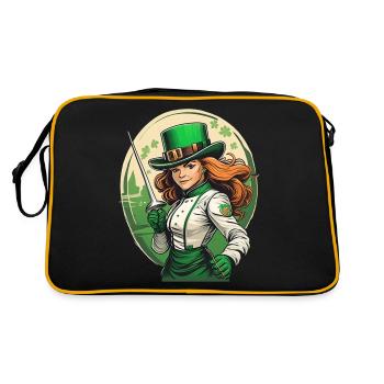 St. Patrick's Day Shamrock Fencing - Retro Bag - black/gold - Back