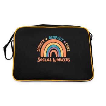 dignity care social worker social work - Retro Bag - black/gold - Back