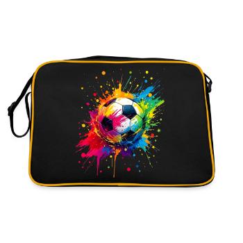 Fußball, Fußball, Fußball, leidenschaftlicher Fan, Unterstützer - Retro Tasche - Schwarz/Gold - Hinten