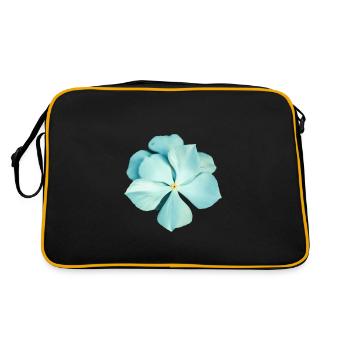 blaue Blume - Retro Tasche - Schwarz/Gold - Hinten