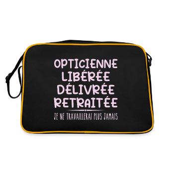 Optikerin feiert ihren Ruhestand mit humorvollem Geschenk - Retro Tasche - Schwarz/Gold - Hinten