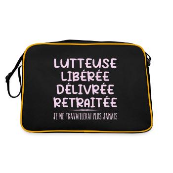 Wrestler feiert Ruhestand mit Humorgeschenk - Retro Tasche - Schwarz/Gold - Hinten