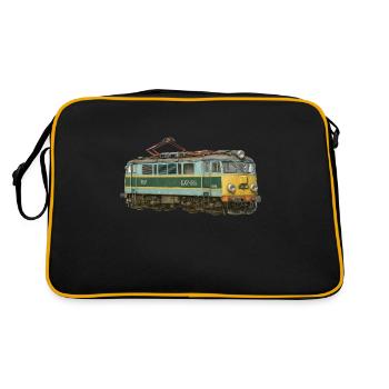 EU07 Electric locomotive, locomotive, railway, trains, travel - Retro Bag - black/gold - Back