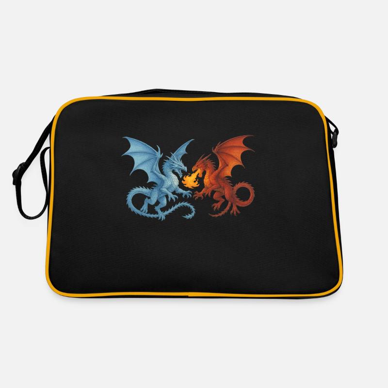 Drachenkampf - Retro Tasche - Schwarz/Gold