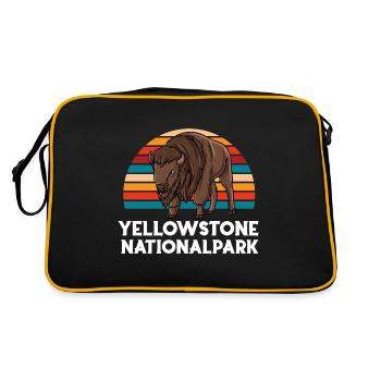 Bison Büffel Buffalo Nationalpark Rind Western - Retro Tasche - Schwarz/Gold - Hinten