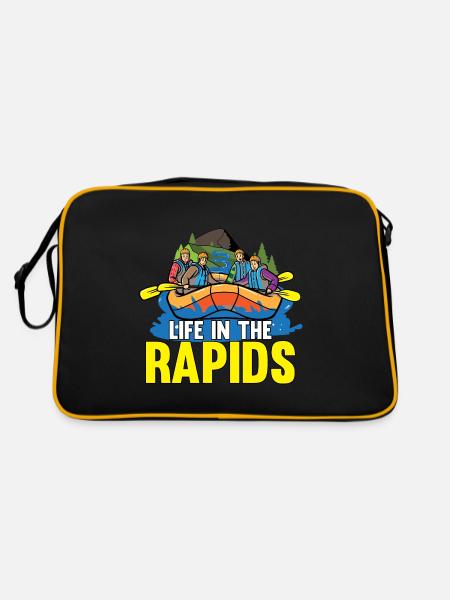 Rafting Wildwasser Kanu Kajak - Retro Tasche - Schwarz/Gold - Hinten