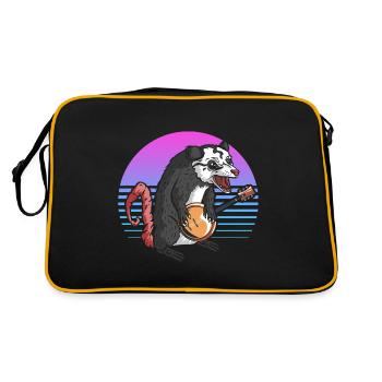 Banjo Opossum Folk Country Musik Liebhaber - Retro Tasche - Schwarz/Gold - Hinten