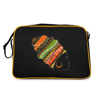 African Woman Kente Headgear Art - Sac Retro - noir/or - Dos