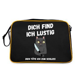 Dich find ich lustig lustige Sprüche lustig - Retro Tasche - Schwarz/Gold - Hinten