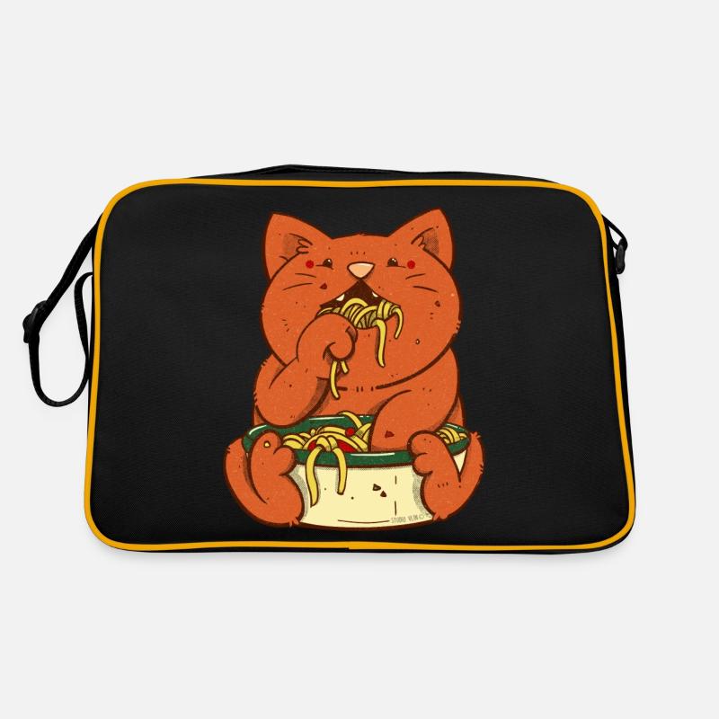Red cat eats spaghetti Retro Bag