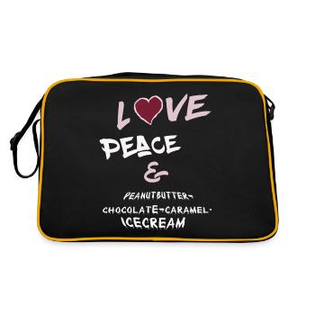 Love Peace and Peanutbutter-chocolate-icecream - Retro Bag - black/gold - Back