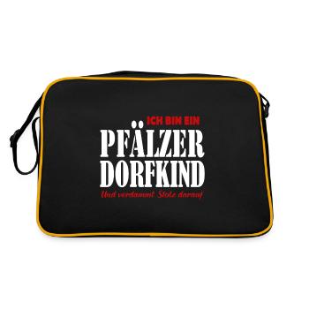 Pfälzer Dorfkind Pfalzkind Pfalz - Retro Tasche - Schwarz/Gold - Hinten