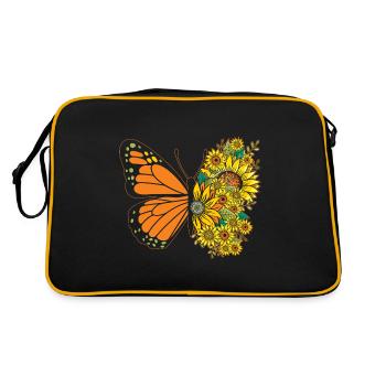 Tournesol Papillon Floral Femmes Filles - Sac Retro - noir/or - Dos
