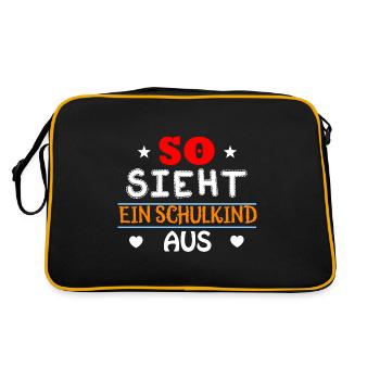 Einschulung Schulanfang Kindergarten Schulstart - Retro Tasche - Schwarz/Gold - Hinten