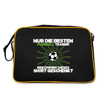Fußball Fußballtrainer Coach Spruch Spieler - Retro Tasche - Schwarz/Gold - Hinten