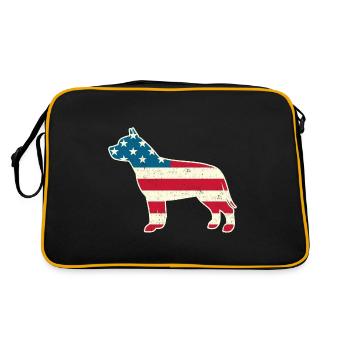 4th of July Pit Bull Terrier Dog American Flag USA - Retro Bag - black/gold - Back