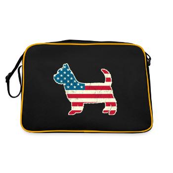 4th of July Yorkshire Terrier Dog American Flag US - Retro Bag - black/gold - Back