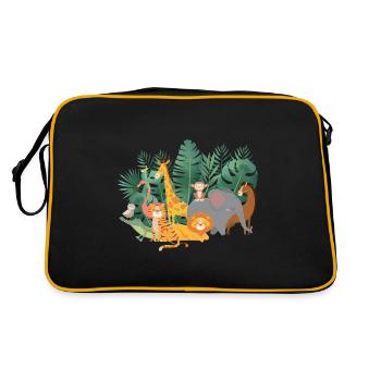 Niedlicher Zoo Tierliebhaber Zoo Reise - Retro Tasche - Schwarz/Gold - Hinten