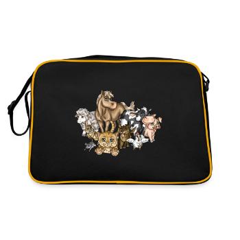 Animaux de ferme animaux ferme animaux amoureux illustration dessin animé - Sac Retro - noir/or - Dos