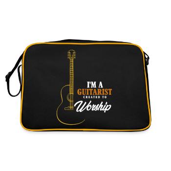 I am a guitarist created to worship,Gitarre Christ - Retro Tasche - Schwarz/Gold - Hinten