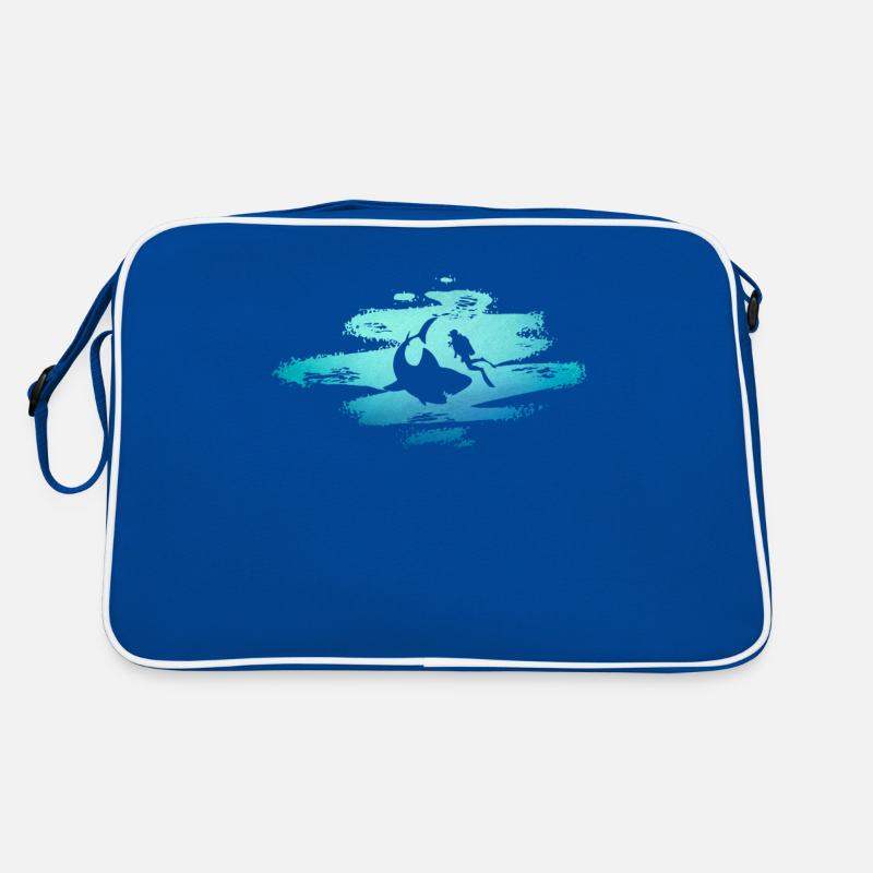 Requin dans l'océan avec des plongeurs, grand requin-marteau requin blanc Sac Retro