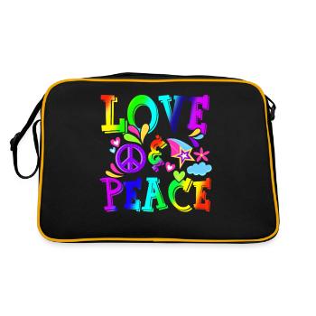 Hippie Love Peace Flower Power Peace Movement - Retro Bag - black/gold - Back