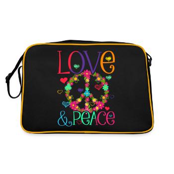 Hippie Love Peace Flower Power Peace Movement - Retro Bag - black/gold - Back