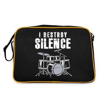 Batteur cadeau, groupe de musique I Destroy Silence - Sac Retro - noir/or - Dos