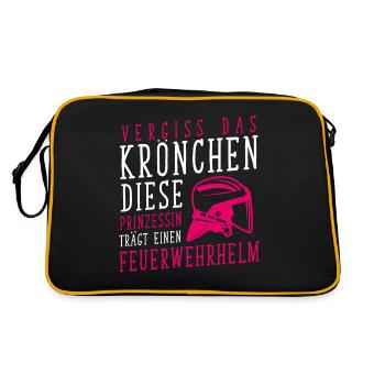 Vergiss Krönchen Prinzessin trägt Feuerwehrhelm - Retro Tasche - Schwarz/Gold - Hinten