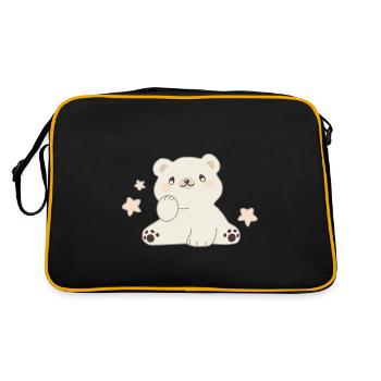 Teddy cute bear polar bear stars night for kids - Retro Bag - black/gold - Back