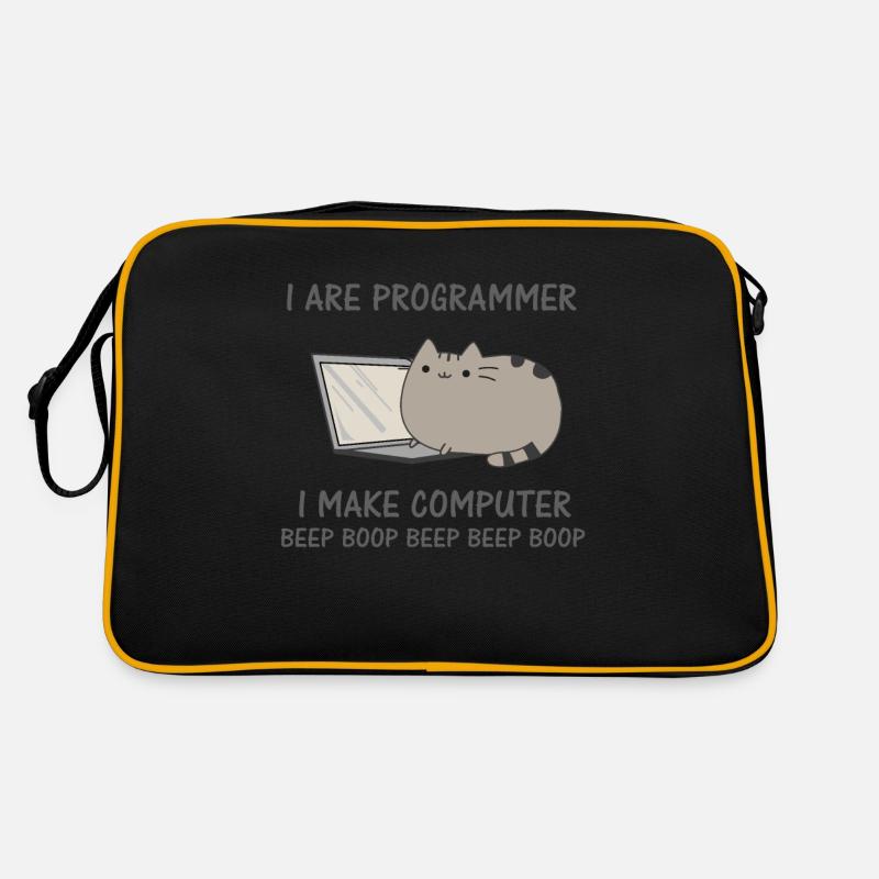 Programierer lustige Katze Computer Nerd Retro Tasche