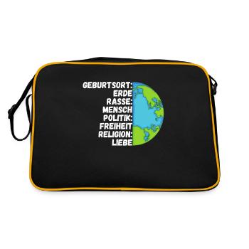 Religion Liebe Freiheit Menschen Erde Planet - Retro Tasche - Schwarz/Gold - Hinten