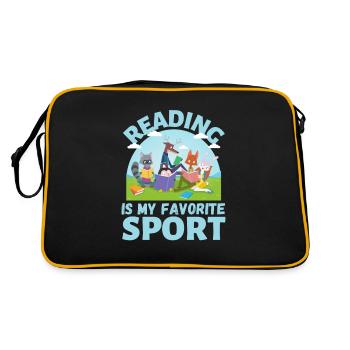 lesen ist mein lieblings sport tier lesen Bücher - Retro Tasche - Schwarz/Gold - Hinten