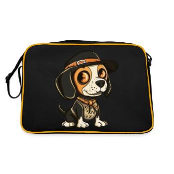 Beagle Hund Halloween Zombie - Retro Tasche - Schwarz/Gold - Hinten