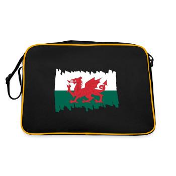 Drapeau national du pays de Galles - brush vertical - Sac Retro - noir/or - Dos