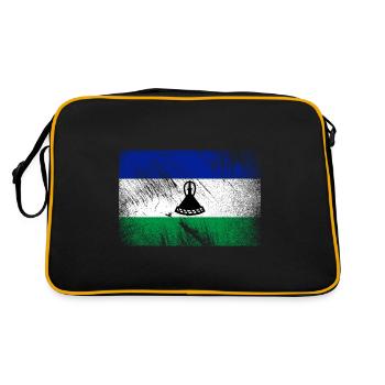 Lesotho Flagge - Vintage Grunge - Retro Tasche - Schwarz/Gold - Hinten