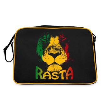 Rasta Lion Lionhead Reggae Rastafari Jamaica - Retro Tasche - Schwarz/Gold - Hinten