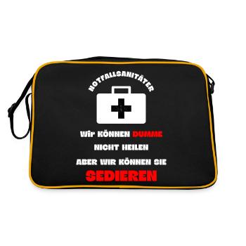 Rettungsdienst Notfallsanitäter Dumme Sedieren - Retro Tasche - Schwarz/Gold - Hinten